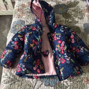 Little Me floral toddler winter jacket